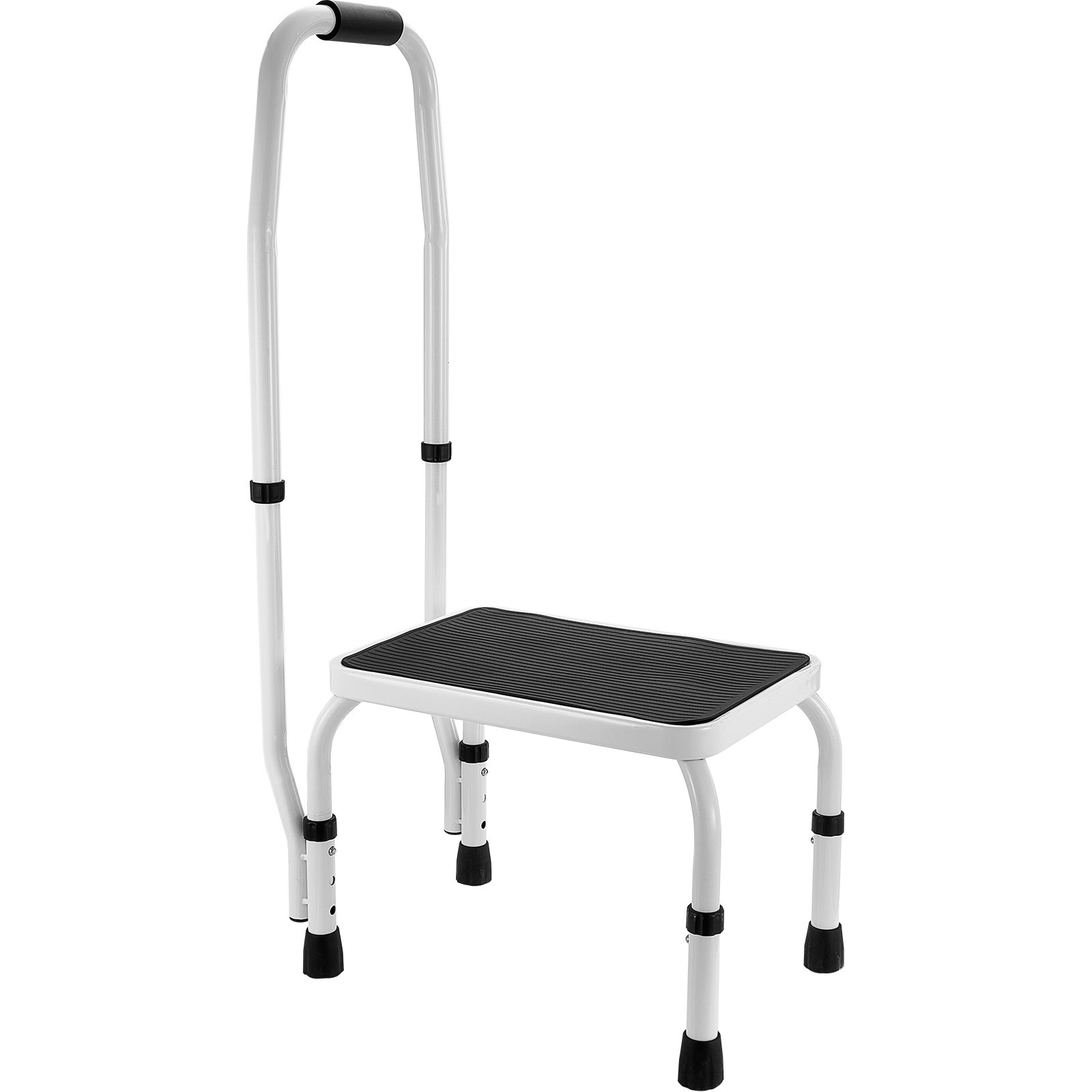 VEVOR Sgabello 1 Gradino Capacità max. 150 kg, 3 Altezza Regolabile con Maniglia Scaletta in Acciaio, Sgabello Portatile per Bambini per Adulti, Scalette Robuste Antiscivolo per Ufficio, Cucina, Bagno