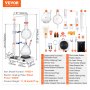 VEVOR Kit di distillazione di oli essenziali 2000 ml Apparecchio di distillazione Set da 28 pezzi