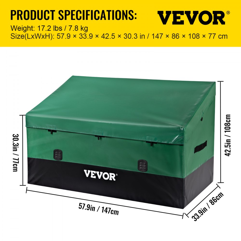 VEVOR 1013L Outdoor Storage Box 147x86x108cm Cushion Box made of Waterproof PE Tarpaulin Garden Chest Pillow Box Storage Container Garden Box Ideal for Pools, Yards, Gardens and Garages