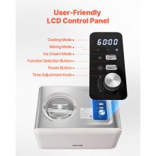 VEVOR Gelatiera Automatica con Compressore Integrato, Macchina per Gelato Senza Precongelamento 2 L Sorbettiera Elettrica a 3 Modalità, Macchina per Gelato con Compressore per Casa