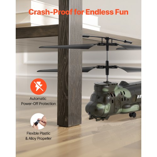 Elicottero Militare RC A 3.5 Canali – 2.4 GHz, Luci LED, Batteria 500 MAh, Decollo Automatico, Regalo Per Bambini - 2