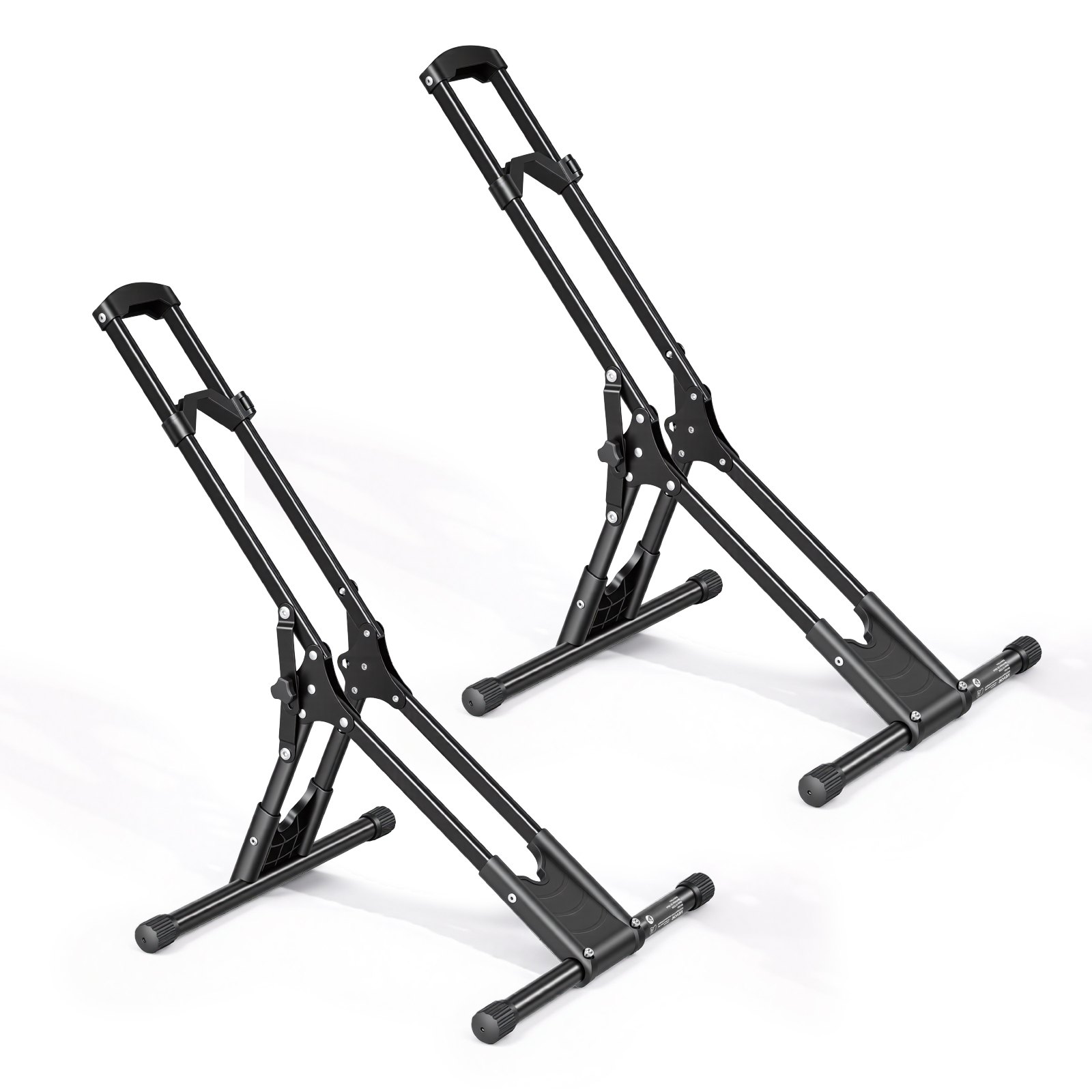 VEVOR Supporto per Bicicletta 2 Pezzi, Portabici da Pavimento Pieghevole, Rastrelliera da Pavimento in Acciaio al Carbonio, per Ruote da 508-737 mm, Installazione Senza Fori, per Garage e Casa, Nero