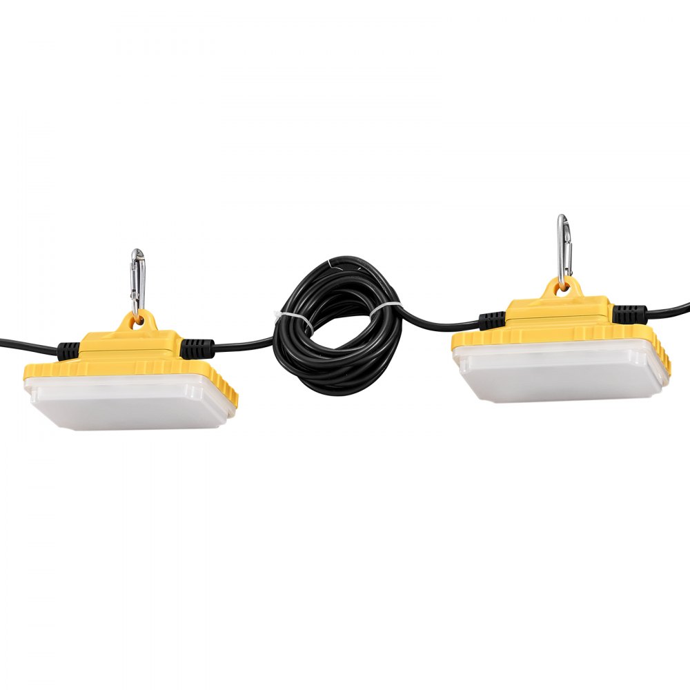 VEVOR Catena Luminosa da Cantiere 30,5 m 10 Lampadine LED 5000-5500 K 150 W 15000 lm Impermeabile IP65 con Ganci per Appendere, da Cantiere, Catena per Illuminazione Temporanea Interni Esterni