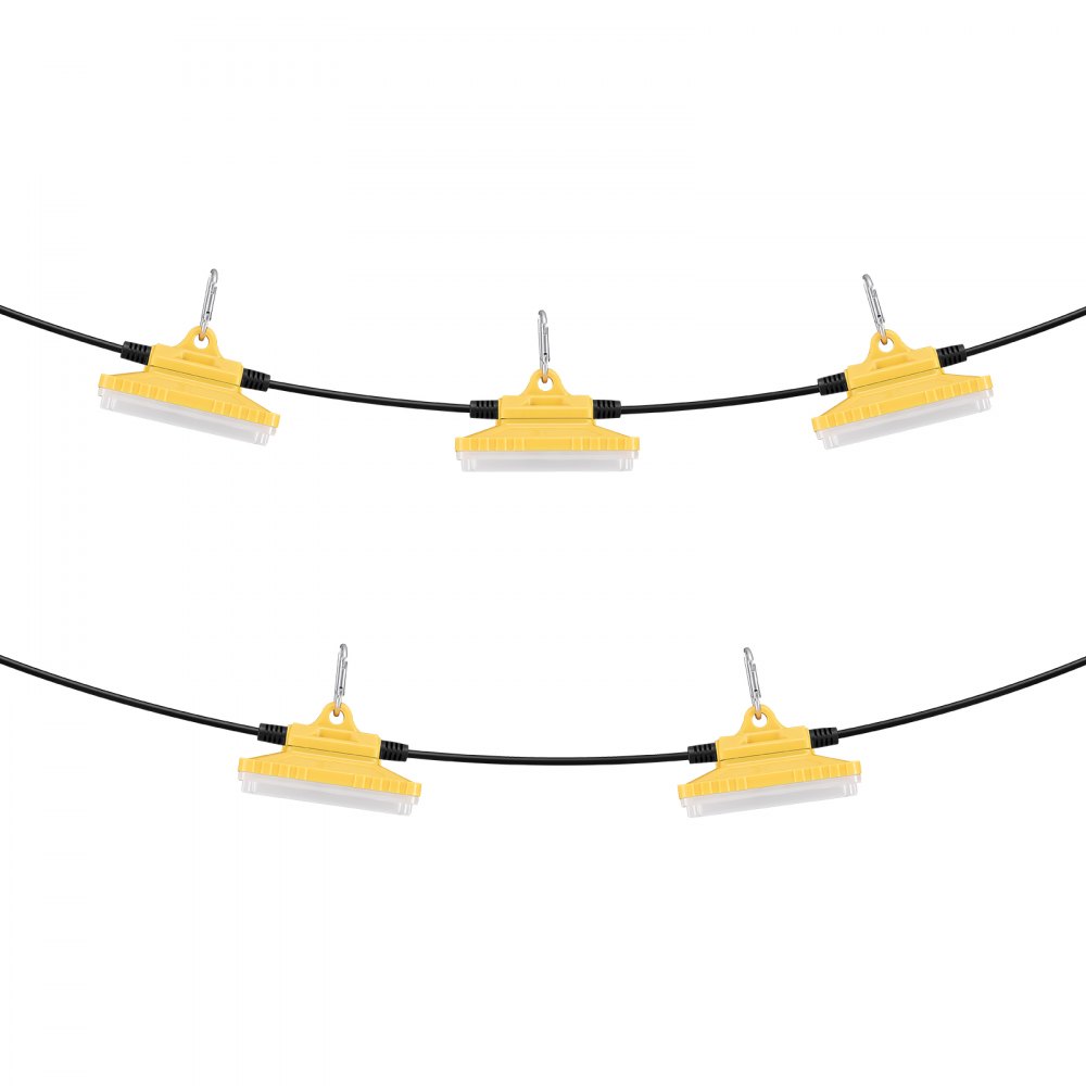 VEVOR 15m Construction Lights, 75W 7500LM, 5-Pack String Lights for Work, 5000-5500K, IP65 Waterproof, with Hanging Hooks, for Construction Sites, Temporary Indoor & Outdoor Lighting