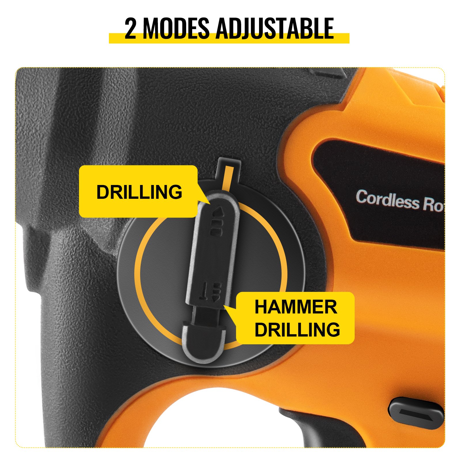 VEVOR Trapano Avvitatore Batteria a Percussione, 18V Avvitatore a Batteria, Velocità 900 giri/min Trapano Elettrico con Percussione, 450 bpm Trapano Avvitatore a Percussione Brushless, Giallo+Nero