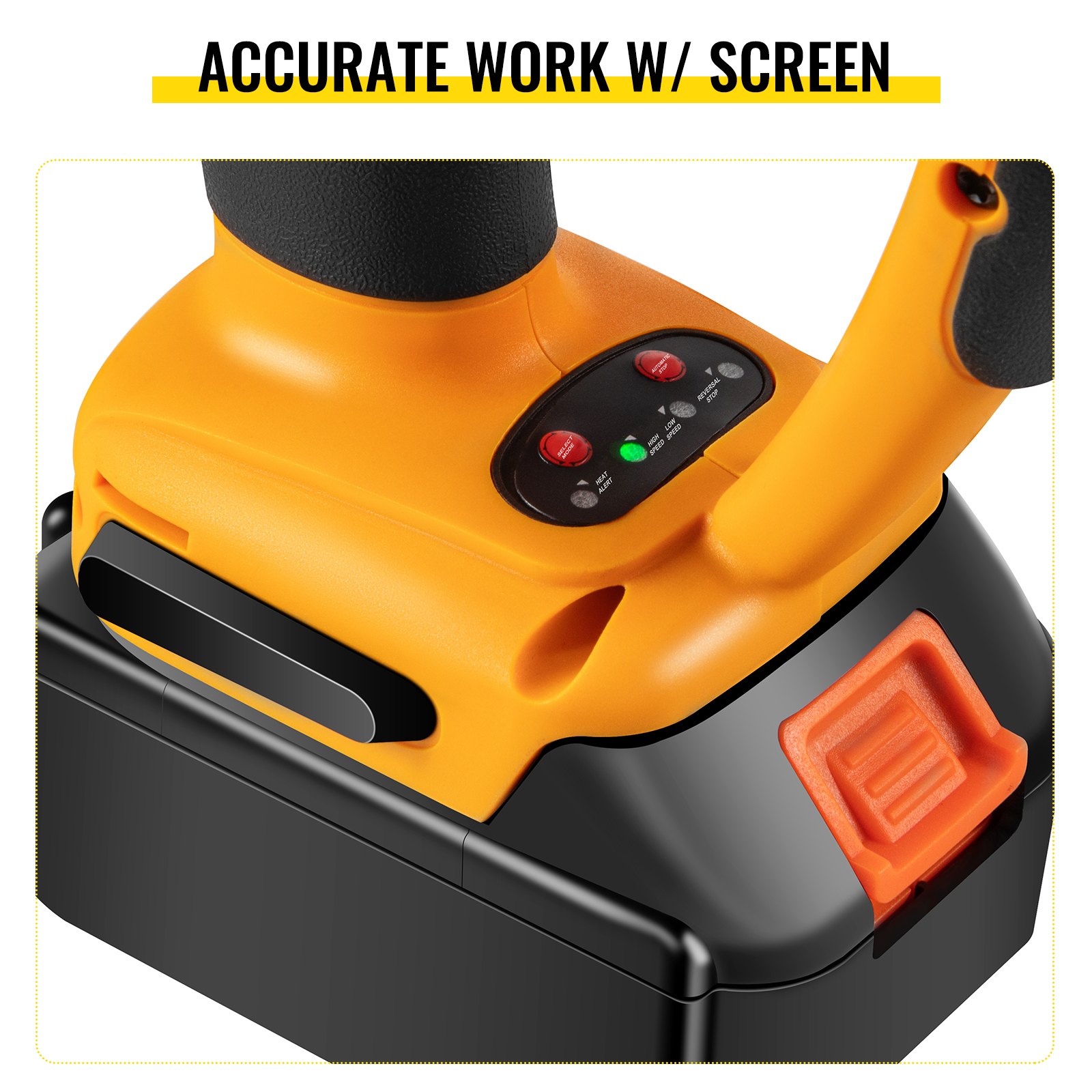 VEVOR Trapano Avvitatore Batteria a Percussione, 18V Avvitatore a Batteria, Velocità 900 giri/min Trapano Elettrico con Percussione, 450 bpm Trapano Avvitatore a Percussione Brushless, Giallo+Nero