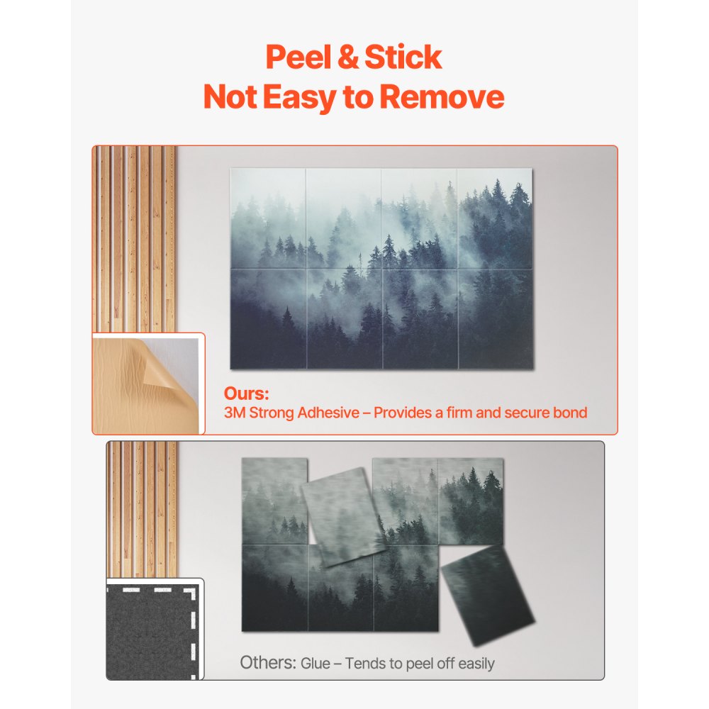 VEVOR Pannelli Acustici Artistici, Pannelli Fonoassorbenti Decorativi Autoadesivi da Parete Registrazione per Casa, Ufficio, Studio, Sala giochi, Teatro, 400 x 300 x 10 mm 8 Pezzi Foresta