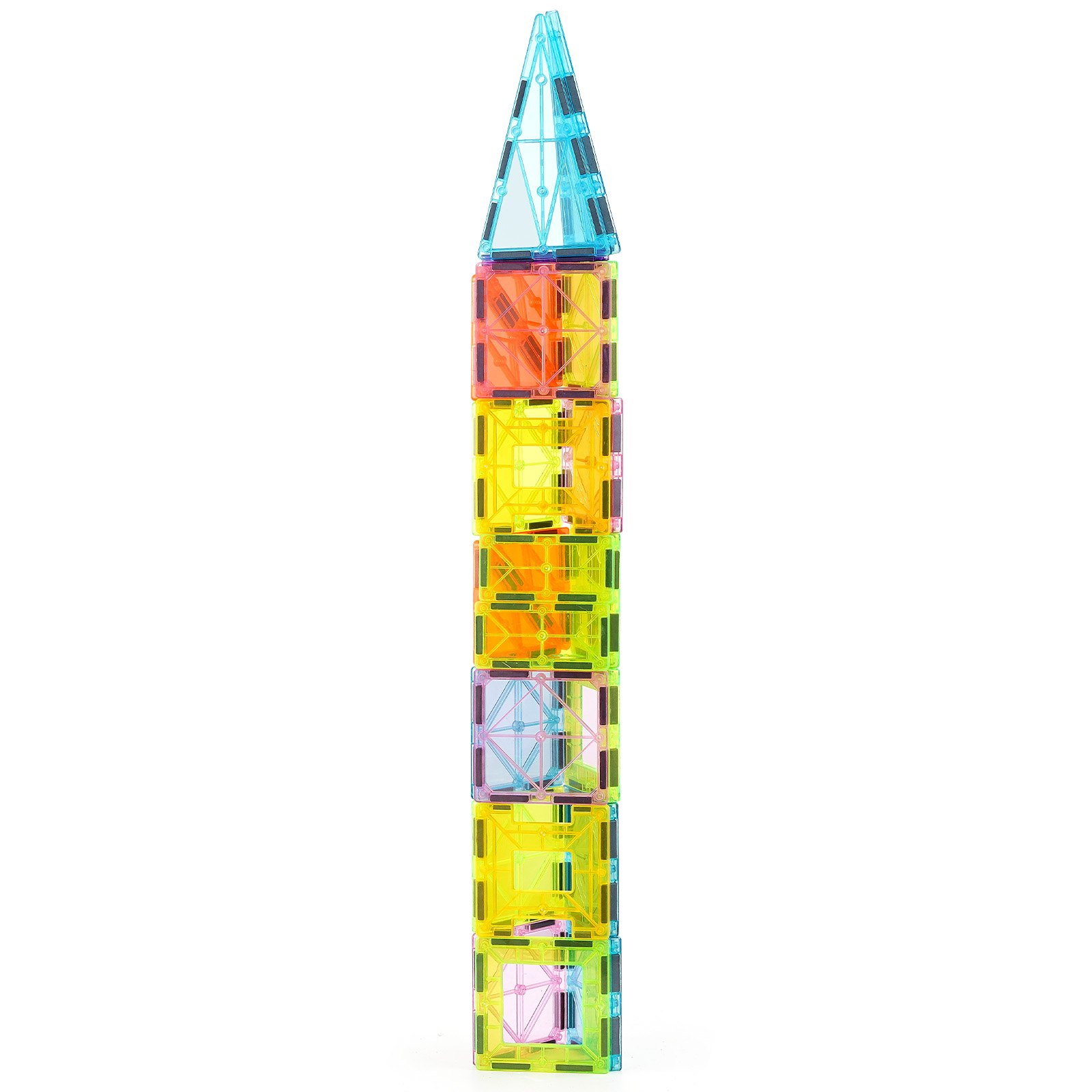 VEVOR Piastrelle Magnetiche 75 x 75 x 6,5 mm Blocchi da Costruzione Magnetici per Bambini 32 PZ, Set di Costruzioni Magnetiche con Borsa Portaoggetti, Giocattoli Educativi Sensoriali STEM da Impilare