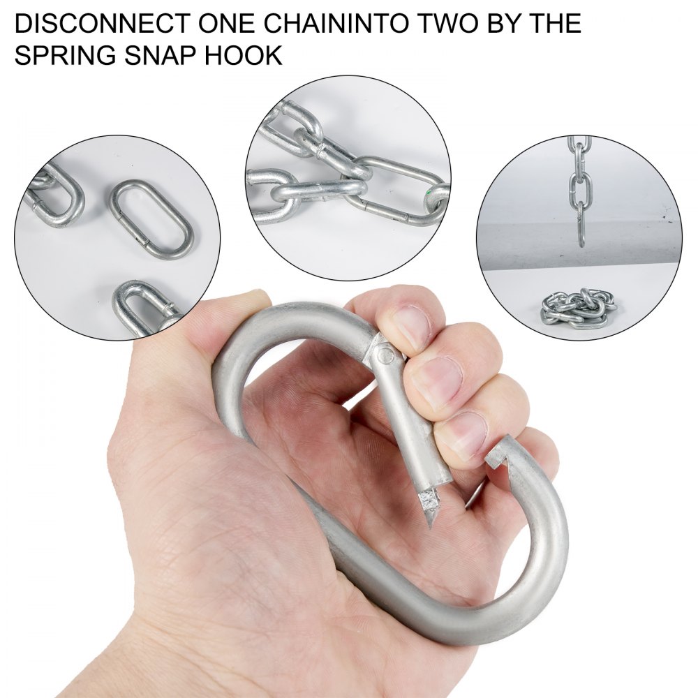 VEVOR Set di Catene Argento per Sollevamento Peso da 1,6M Anello in Acciaio Inox 12kg, Catene 1,6M da 2 Pezzi in Acciaio Inox per Allenamento Fisico da Palestra 12kg Argento con Anello da Collegare