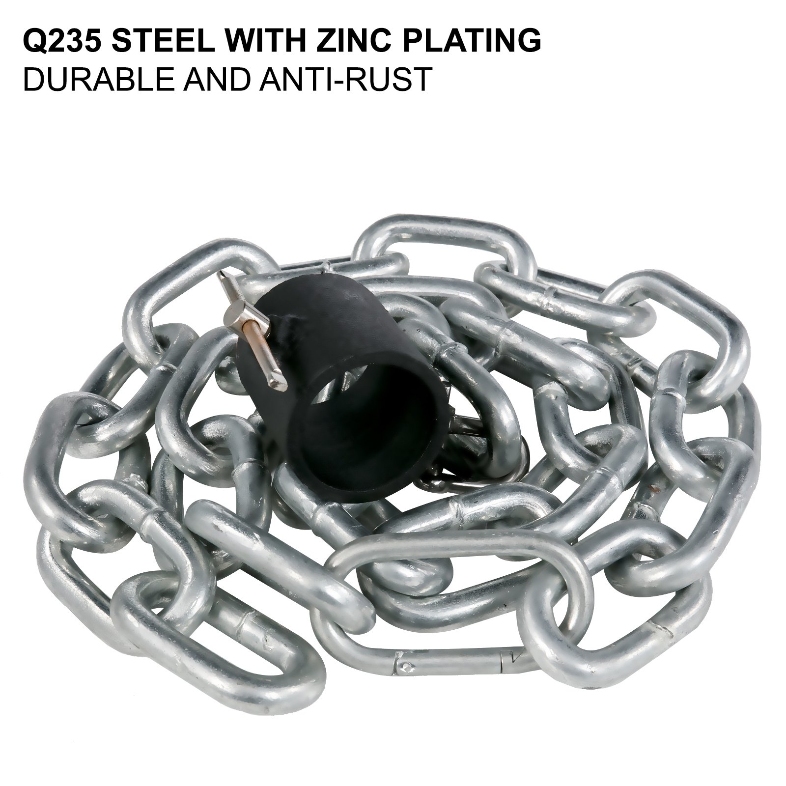 VEVOR Set di Catene Argento per Sollevamento Peso da 1,6M Anello in Acciaio Inox 12kg, Catene 1,6M da 2 Pezzi in Acciaio Inox per Allenamento Fisico da Palestra 12kg Argento con Anello da Collegare