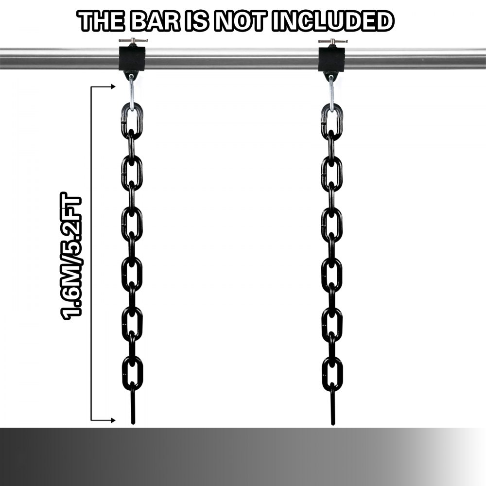 VEVOR Set di Catene Nero per Sollevamento Peso 1,6M Anello in Acciaio Inox 20kg, Catene 1,6M da 2 Pezzi in Acciaio Inox per Allenamento Fisico a Palestra 20kg Nero con Anello Diametro 5cm da Collegare