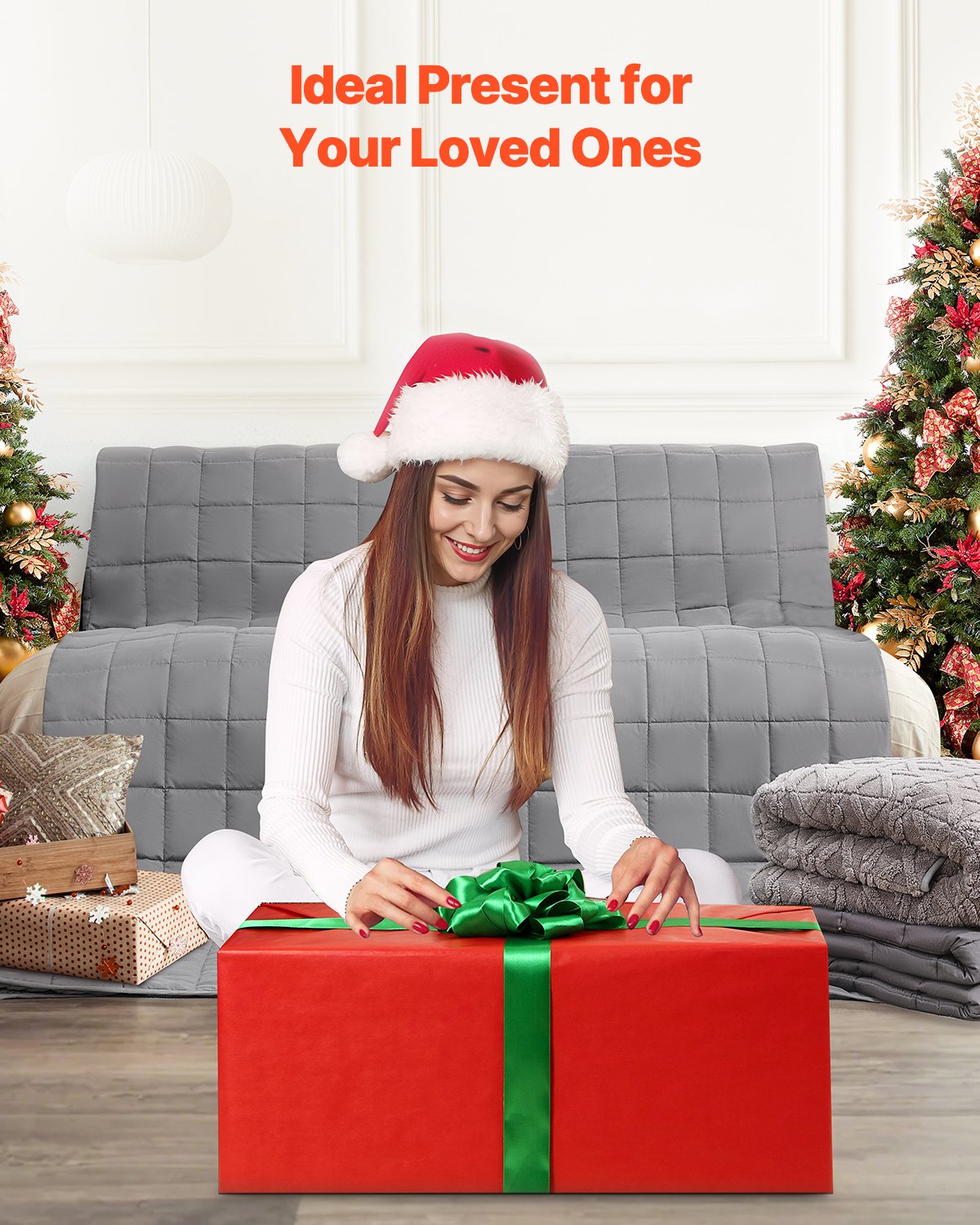 VEVOR Coperta Ponderata, King Size, Coperta Pesante Traspirante con Perle di Vetro, Uso in Ogni Stagione, per Adulti da 90,7 a 113,4 kg, Migliora il Sonno, Grigio 2235 x 2640 mm ± 40 mm, ca. 9,2 kg