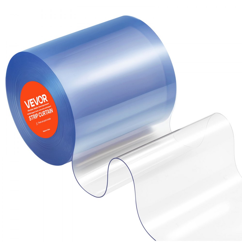 VEVOR Tenda a Strisce in Plastica Lunghezza 15 m, Rotolo di Striscia Larghezza 20 cm per Porta in Plastica Liscia per Porte, Tenda a Strisce Trasparente per Magazzino, Frigoriferi, Congelatori