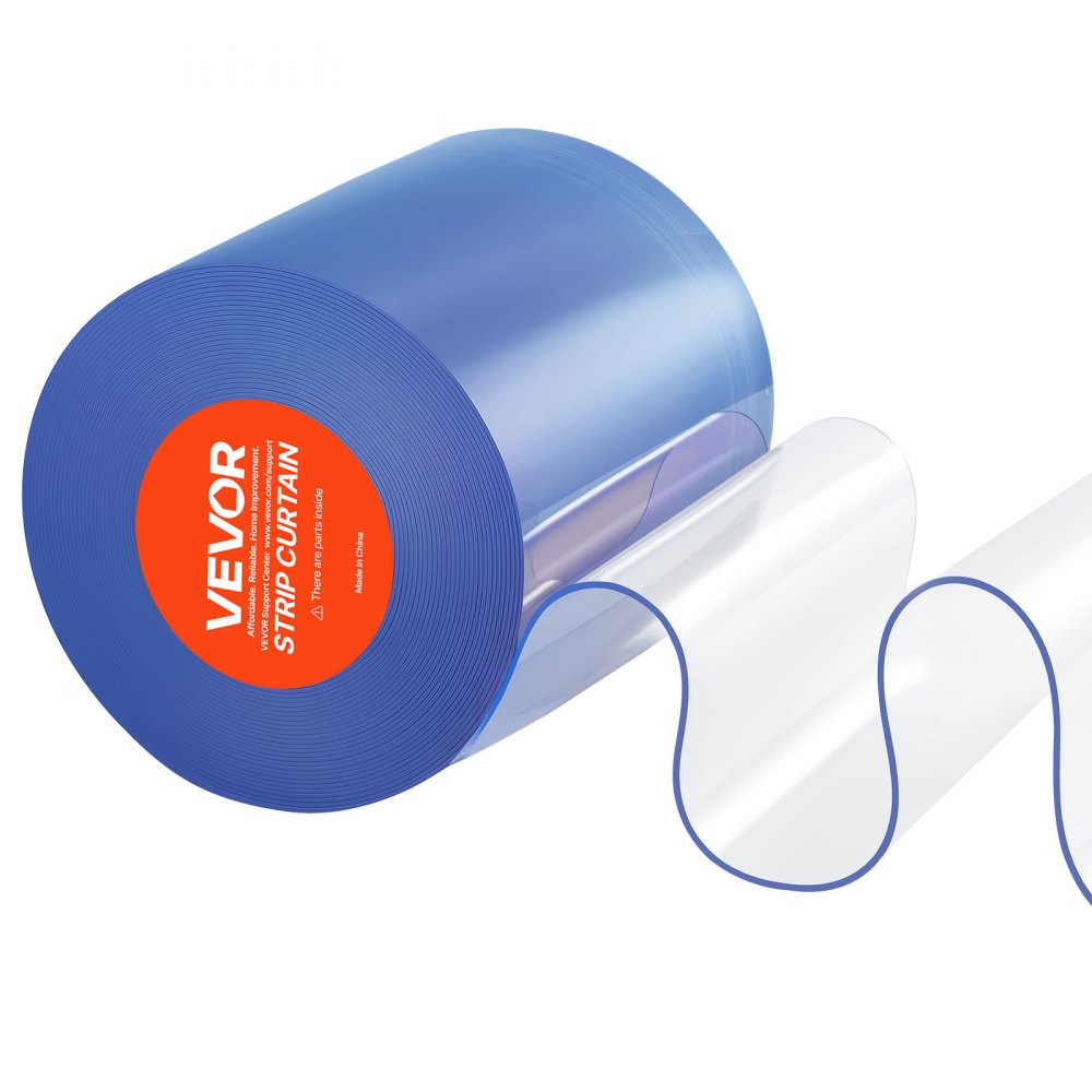 VEVOR Tenda a Strisce in Plastica Lunghezza 15 m, Rotolo di Striscia Larghezza 20 cm per Porta in Plastica Liscia per Porte, Tenda a Strisce Trasparente per Magazzino, Frigoriferi, Congelatori