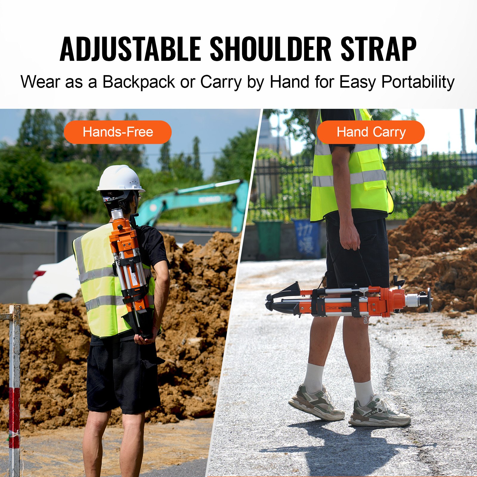 VEVOR Laser Level Tripod, 5/8"-11 Thread Mount, 27.16-67.71 Inch Height Adjustment, Heavy-Duty Surveying Tripod, with Spirit Level and Diffusion Limiter, Liftable, Non-Slip Feet for Construction