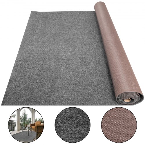 Tappeto Poliestere + Tpr Antiscivolo 1,8x14m Moquette Interno/esterno Grigio