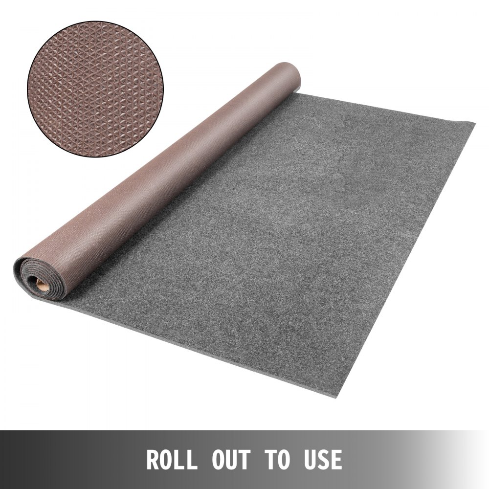 Tappeto Poliestere + Tpr Antiscivolo 1,8x14m Moquette Interno/esterno Grigio