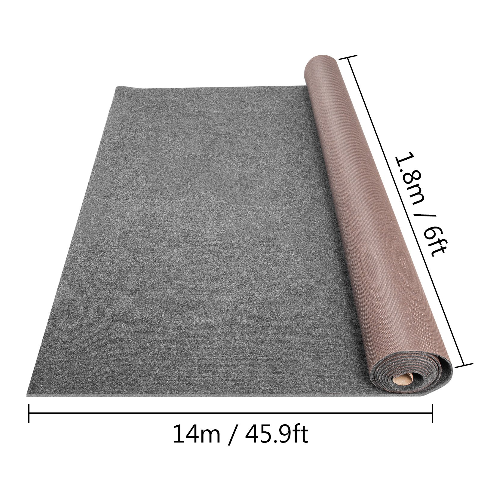 Tappeto Poliestere + Tpr Antiscivolo 1,8x14m Moquette Interno/esterno Grigio