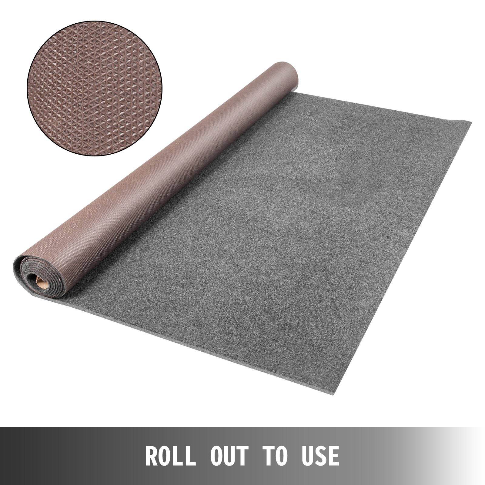 Tappeto Poliestere + Tpr Antiscivolo 1,8x14m Moquette Interno/esterno Grigio