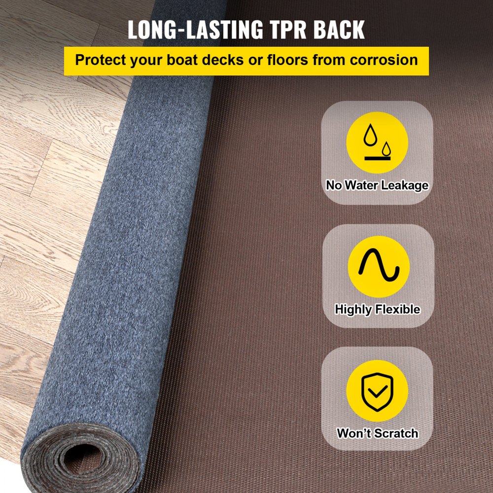 Tappeto Poliestere + Tpr Antiscivolo 1,8x16m Moquette Interno/esterno Grigio