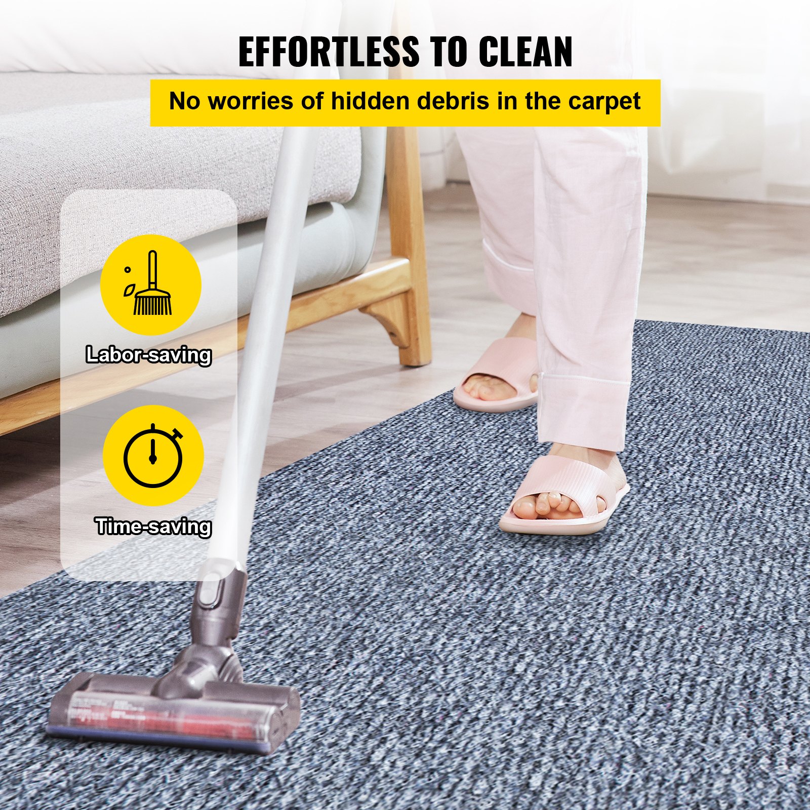 Tappeto Poliestere + Tpr Antiscivolo 1,8x16m Moquette Interno/esterno Grigio