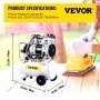 VEVOR Compressori d'Aria da 1,5HP/1100W Compressore Motore senza olio con serbatoio 30L Velocità di rotazione 1440 giri/min Compressore Silenzioso per il