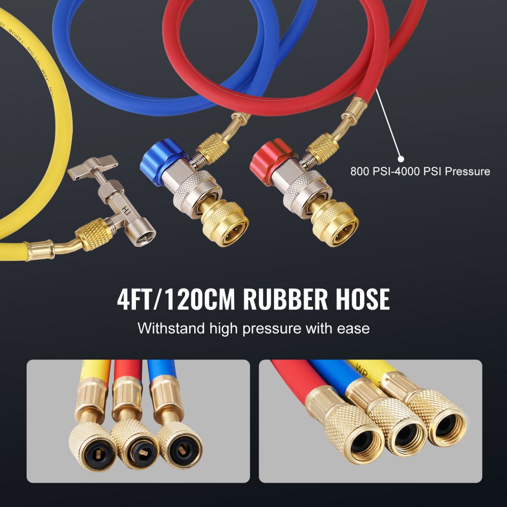 VEVOR Kit Pompa a Vuoto Monostadio per Aria Condizionata di Automobili 150W Pressione tra 55-276 bar, Kit Pompa Vuoto 100 L/min per Riparazione di Condizionatore Frigo Refrigeranti HVAC R134a R1234yf