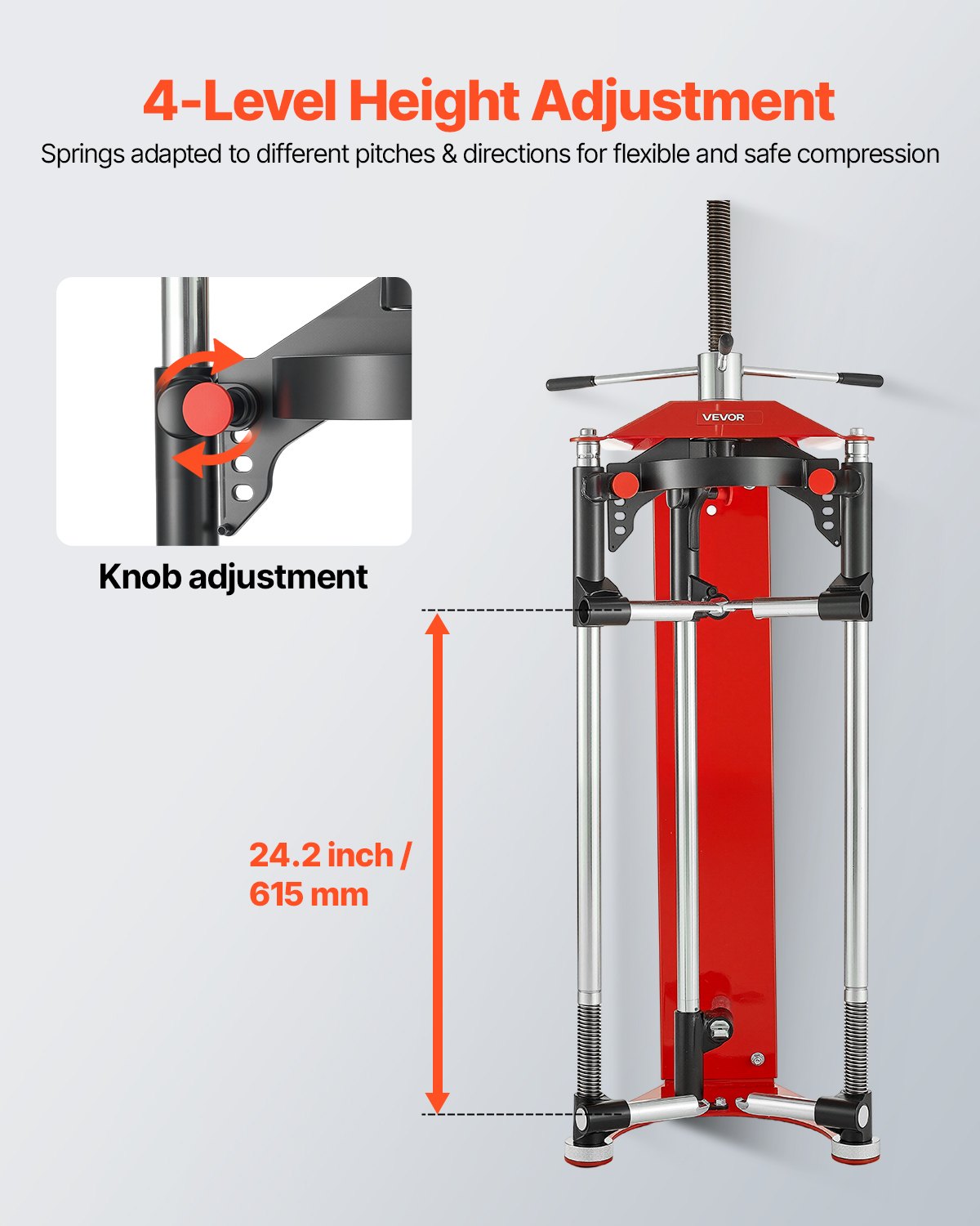 VEVOR Compressore per Molle Smontaggio Ammortizzatori Regolabile a 4 Livelli, Compressore per Smontaggio Molle Ammortizzatori Carico max. 1360 kg Adatto per SUV, Camion, Pickup