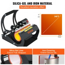 VEVOR termopressa Pressa a caldo della Tazza 500W Macchina della Pressa di Calore a Trasferimento Termico Nero in Gel di Silice e Ferro può Trasferire