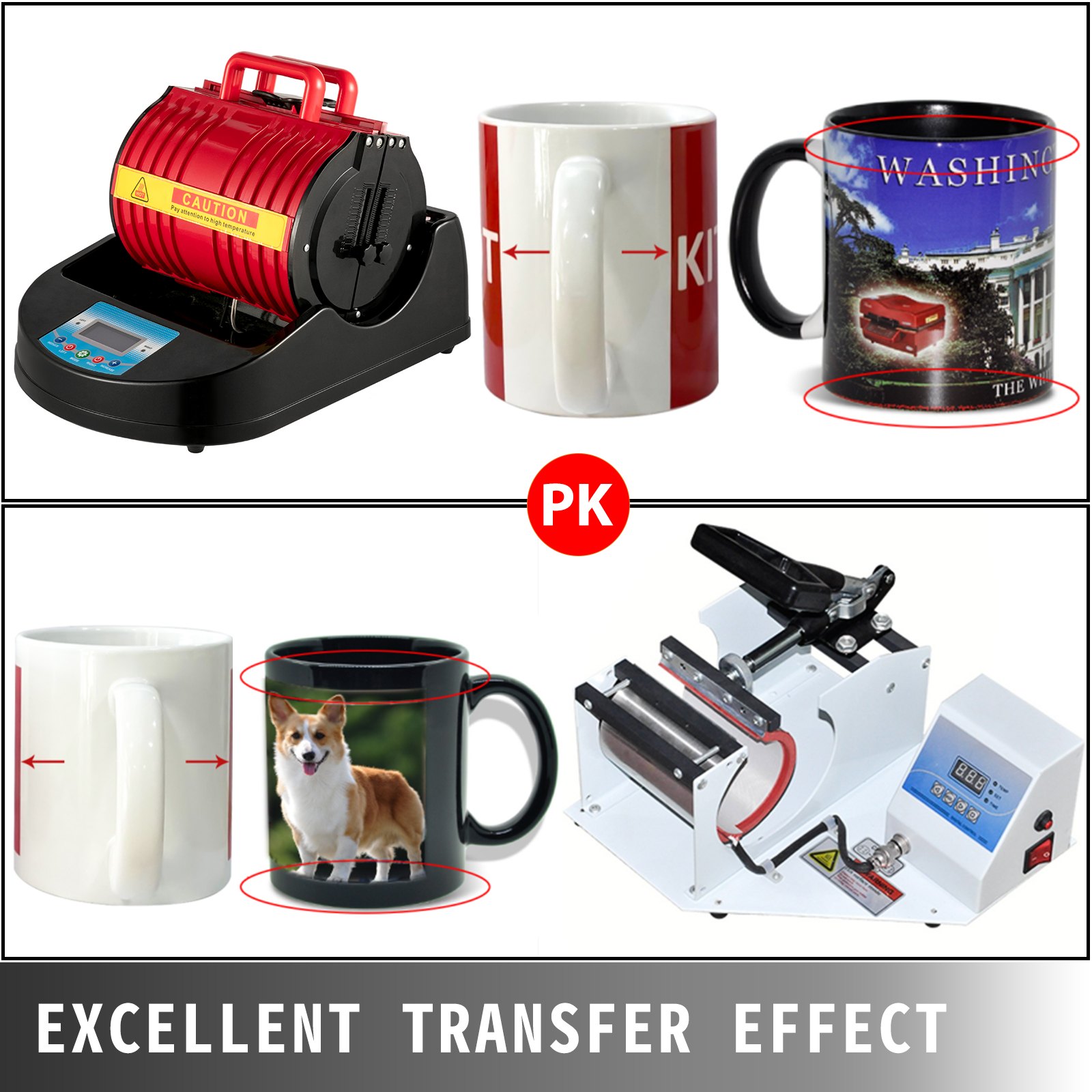 Macchina Multifunzionale Digitale Della Pressa Di Calore Per Tazze Rosso 1300w