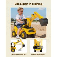 VEVOR Macchinina Cavalcabile con Volante Giocattolo Auto per Bambini, Capacità 25 kg, Macchina Cavalcabile Escavatore con Musica per Bambini per Sviluppo Muscolare ed Equilibrio