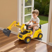 VEVOR Macchinina Cavalcabile con Volante Giocattolo Auto per Bambini, Capacità 25 kg, Macchina Cavalcabile Escavatore con Musica per Bambini per Sviluppo Muscolare ed Equilibrio
