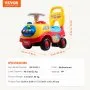 VEVOR Auto da Corsa a Spinta per Bambini, 1-3 Anni, Giocattolo da Cavalcare per Bambini Sit to Stand, Classica Auto da Guida per Bambini con Volante Musicale, Clacson Vano Portaoggetti Sotto Sedile