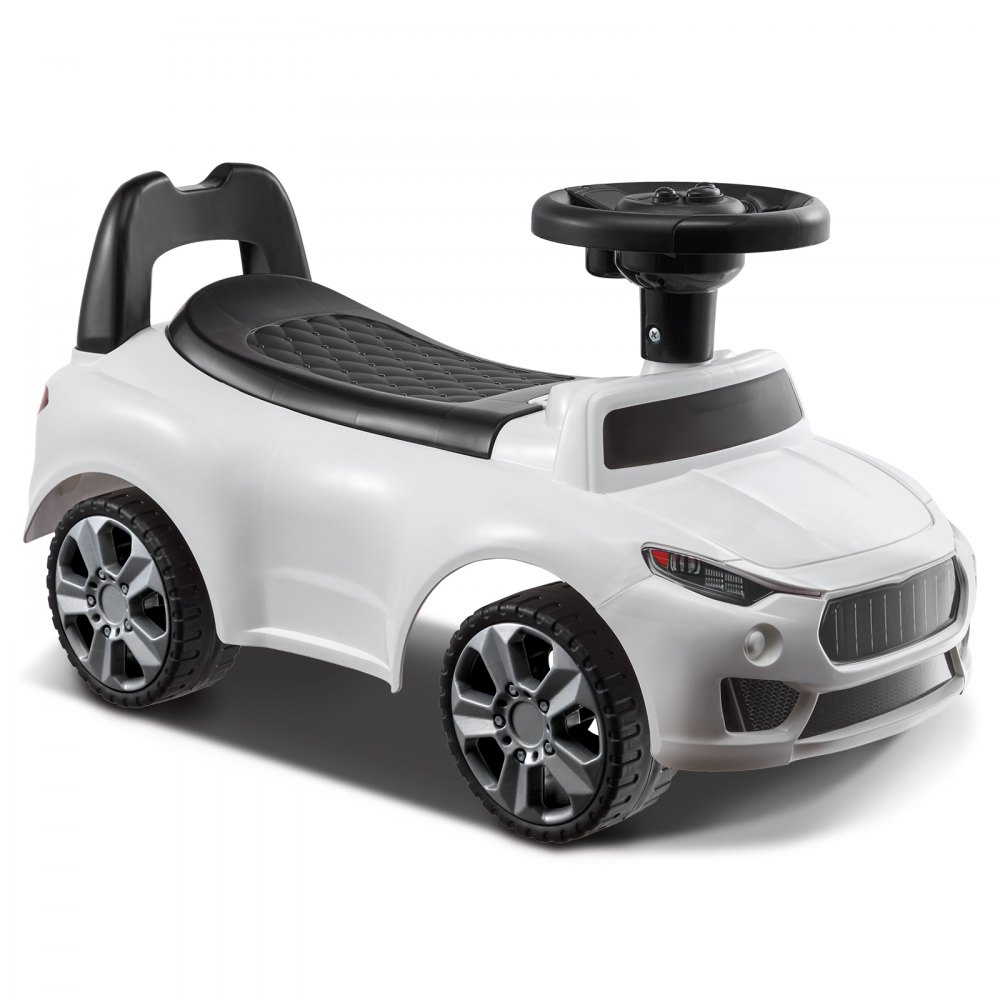 VEVOR Ride-On Car for Toddlers, Ages 1-3, Ride Racer, Ride-On Toy for Toddlers for Sitting and Standing, Classic Ride-On Car for Children with Musical Steering Wheel and Storage Under the Seat, Ride-On Toy for Boys and Girls, White
