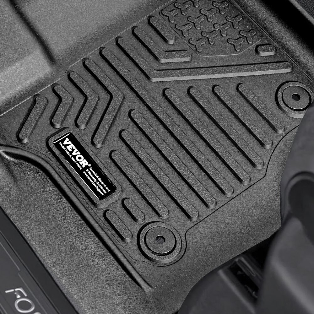 VEVOR Tappetini per Auto, Adatto per Ford F-150/F150 Lightning 2015-2024, Fodera Anteriore e Seconda Fila, 3 Pezzi, Tappetini per Veicoli TPE Personalizzati Resistenti alle Intemperie per Camion, Nero