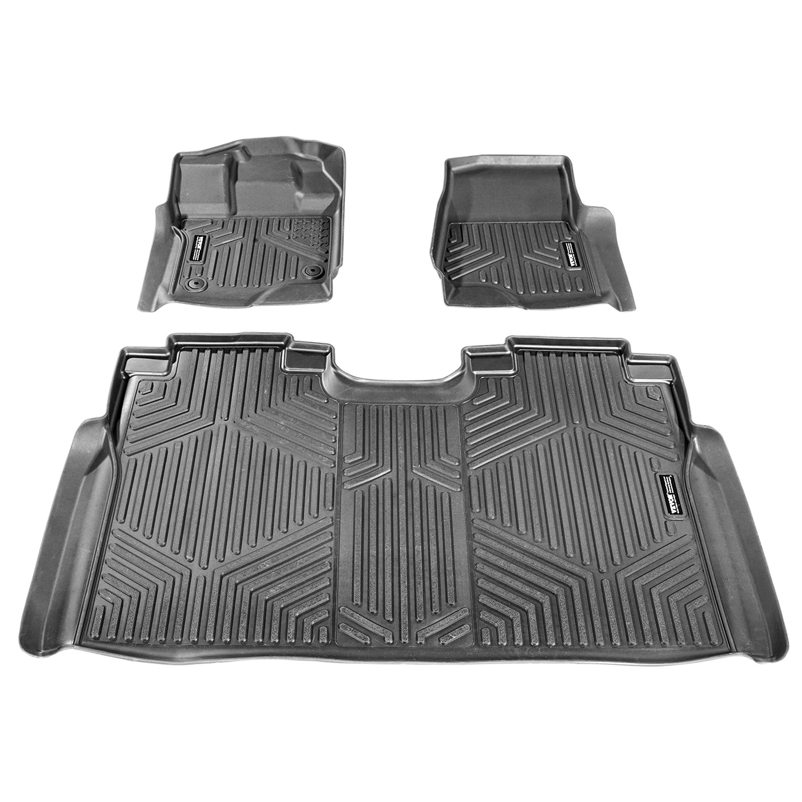 VEVOR Tappetini per Auto, Adatto per Ford F-150/F150 Lightning 2015-2024, Fodera Anteriore e Seconda Fila, 3 Pezzi, Tappetini per Veicoli TPE Personalizzati Resistenti alle Intemperie per Camion, Nero