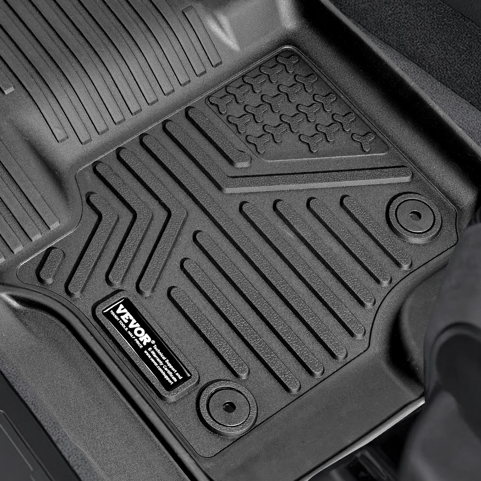 VEVOR Tappetini per Auto, per Ford F-250/F-350/F-450 2017-2022, Fodera Anteriore e Seconda Fila in 3 Pezzi, Tappetini per Camion in TPE su Misura Resistenti alle Intemperie Nero, Spessore di 2,35 mm