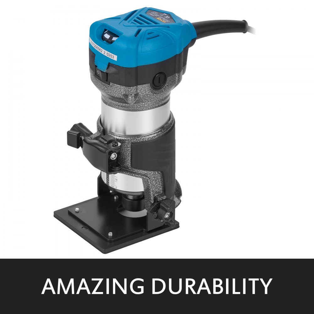 VEVOR Rifilatore Elettrico 710W Fresatrice Compatta Rifilatore per Legno 10000-30000RPM Rifilatrice per Legno Multifunzione con Base Affondamento e Base Inclinata e Base Offset