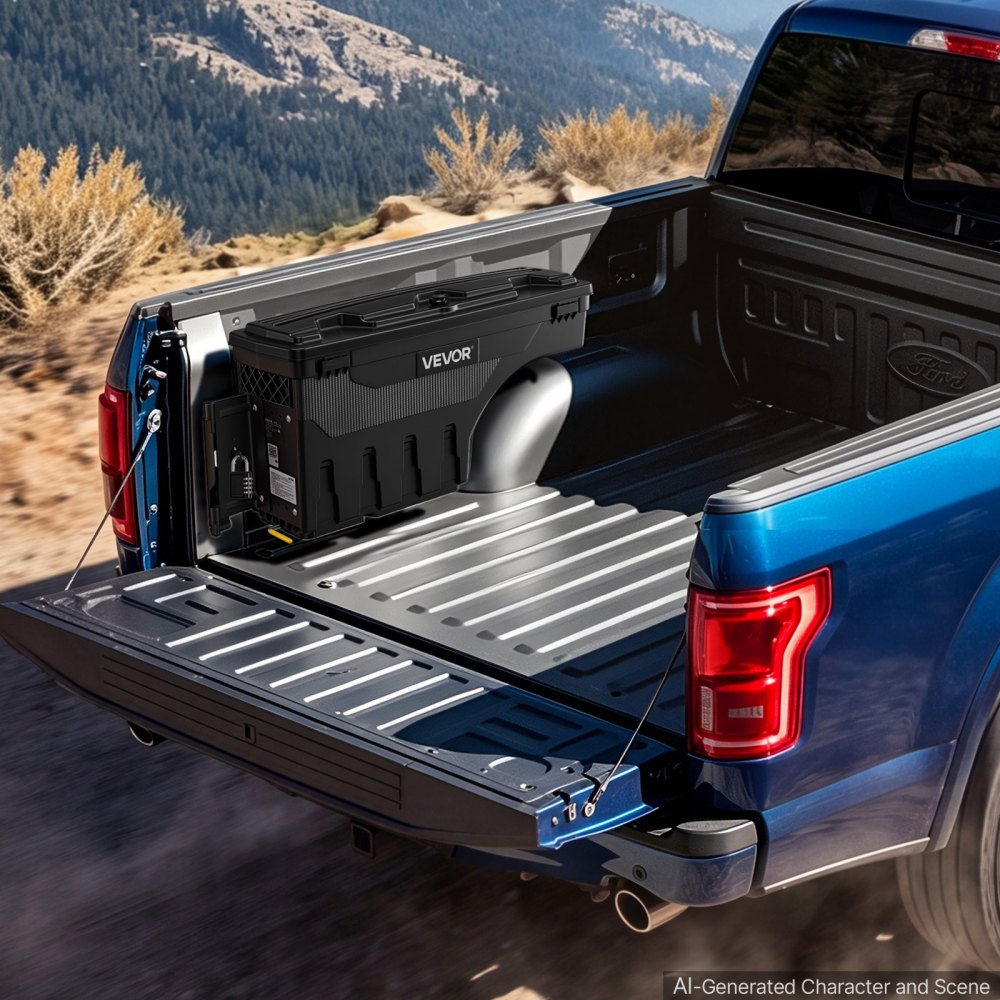 VEVOR Cassetta Porta Attrezzi per Cassone del Camion 25 L Anifurto Nero in ABS, con Serratura a Combinazione, Compatibile con Dodge Ram 1500 2019-2023, Lato Guidatore Sinistro, Foratura Richiesta