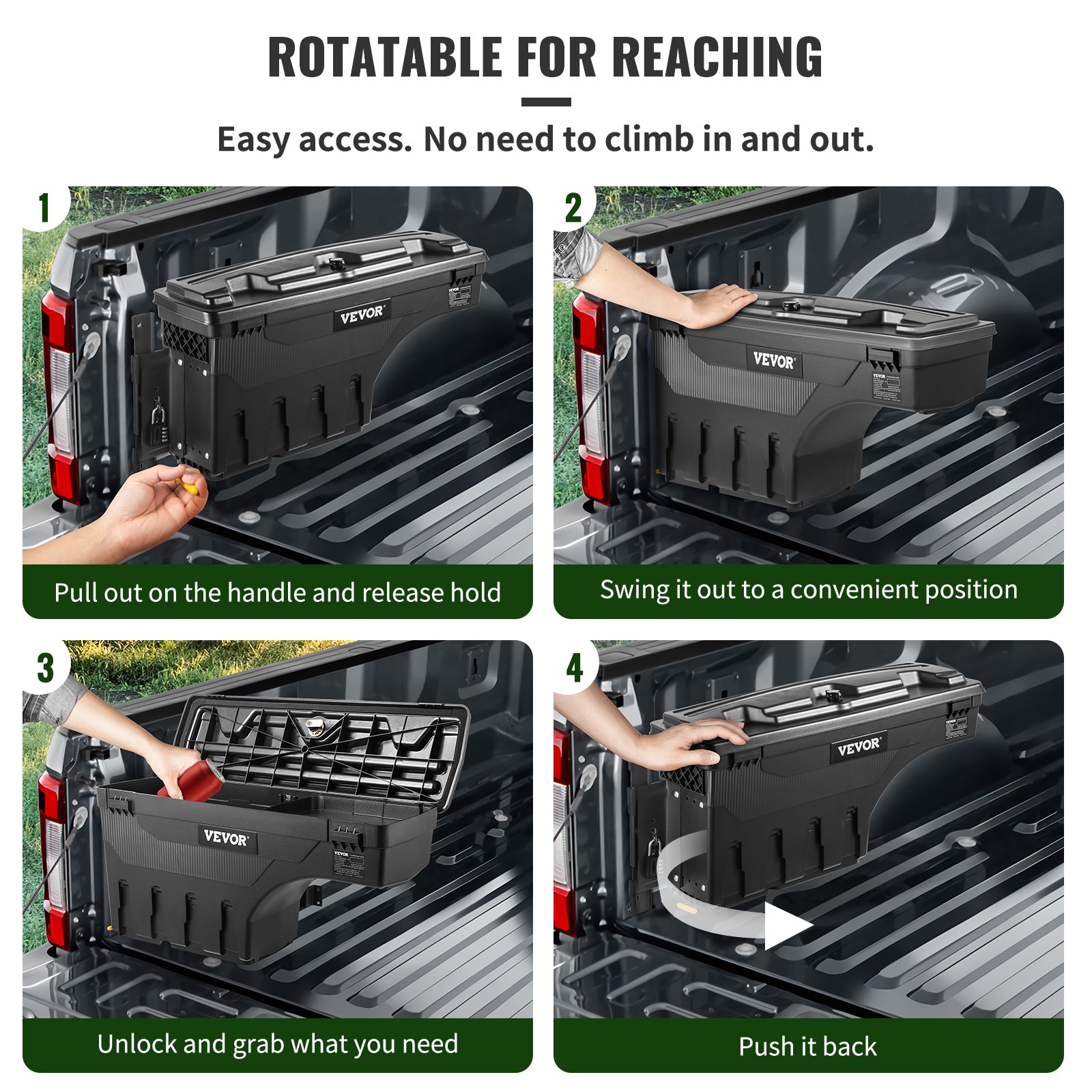 VEVOR Scatola di Immagazzinaggio per Auto Nero, Capacità Massima 6,6 Galloni Cassetta degli Attrezzi del Camioncino in ABS e Acciaio al Carbonio, Adatta a Super Duty 2017-2021, Installazione Facile