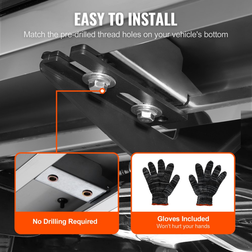 VEVOR 6-inch Running Boards Compatible with 2015-2023 Ford F150 Crew Cab/2017-2023 Ford F-250 F-350 Super Duty Crew Cab, 201 Stainless Steel Side Running Boards, 227 kg Capacity, 2-Piece