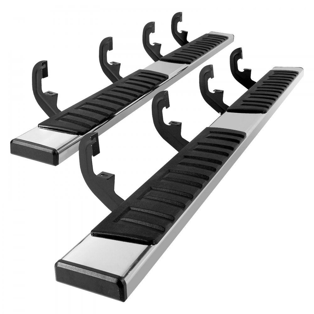 VEVOR Running Boards, 6-inch Running Boards, Compatible with 2019-2023 Chevy Silverado/GMC Sierra 1500/2020-2024 Silverado/Sierra 2500/3500HD Crew Cab, 201 Stainless Steel Side Running Boards, 227 kg, 2-Piece