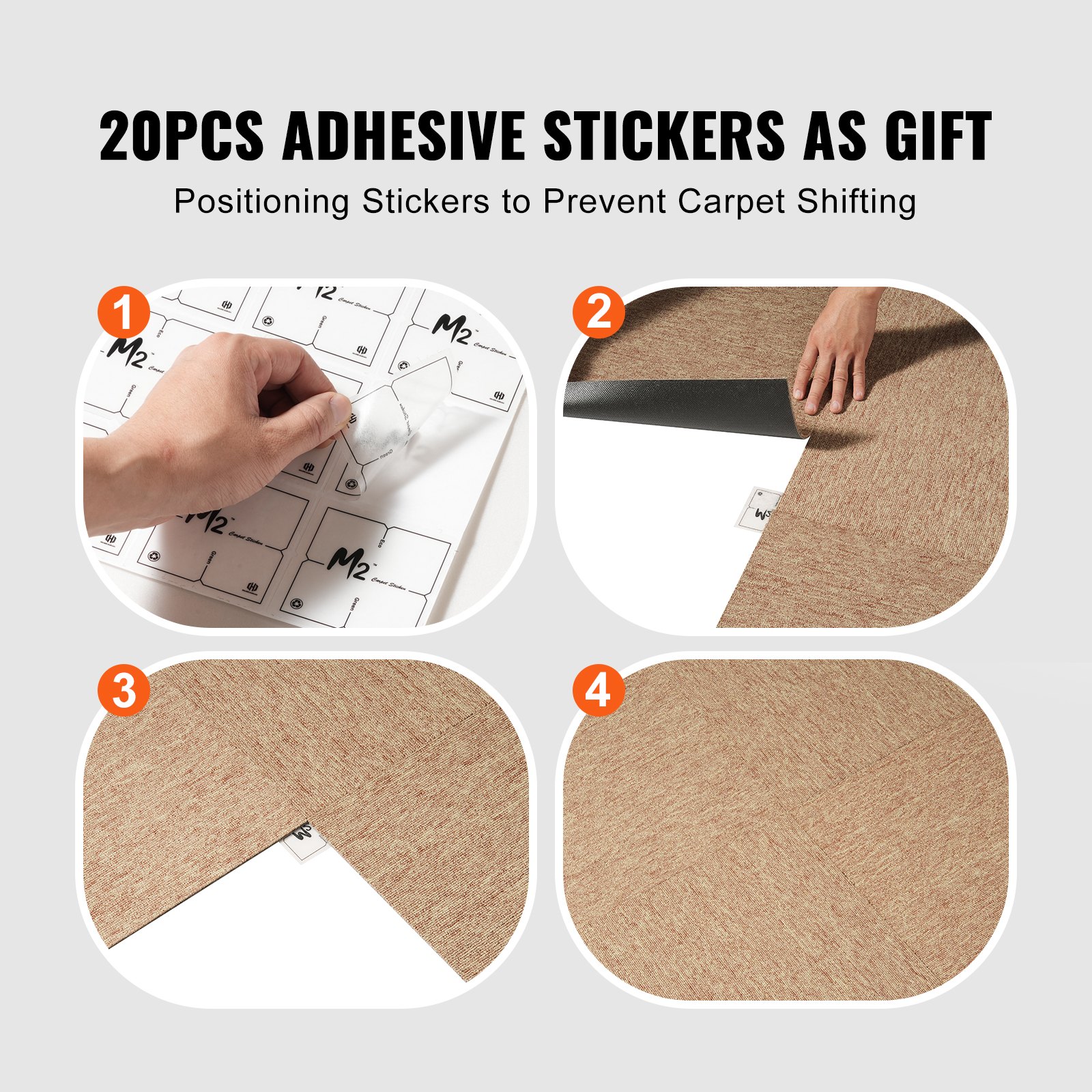 VEVOR Quadrotte in Moquette Riutilizzabili, 500 x 500 mm Quadrati in Moquette con Imbottitura Attaccata, Quadrotte in Moquette Morbida Imbottita, per Camera Interni esterni 16 Quadrotti, Marrone Scuro