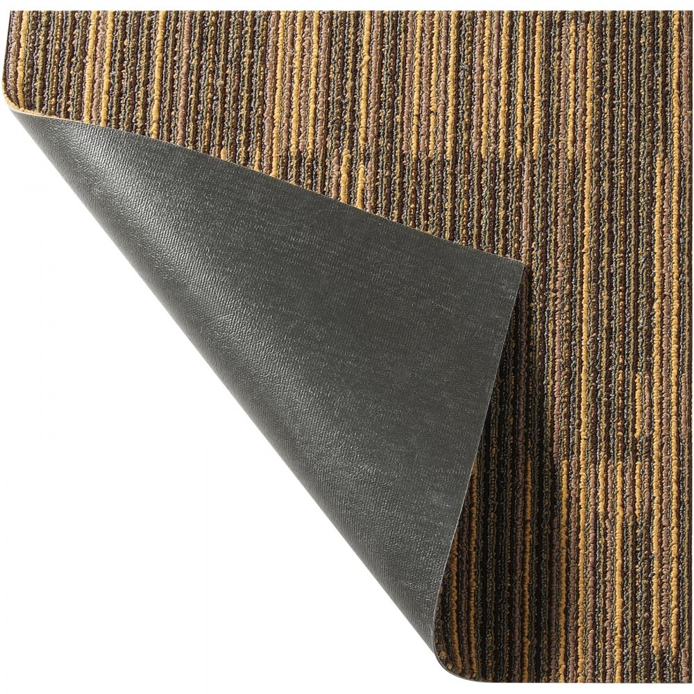 VEVOR Quadrotte in Moquette Riutilizzabili, 500 x 500 mm Tappeto Quadrato con Imbottitura Attaccata, Quadrotte in Moquette Morbida Imbottita, per Camera da Letto Soggiorno 12 Piastrelle, Marrone Misto