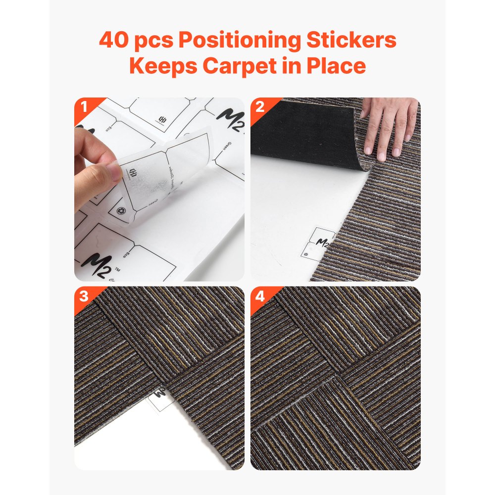 VEVOR Piastrelle per Moquette, 610x610 mm 24 Pezzi, Tappeto Quadrato Modulare, Pavimento Morbido Imbottito per Copertura Senza Cuciture 8,9㎡, per Soggiorno Camera da Letto, Grigio e Marrone