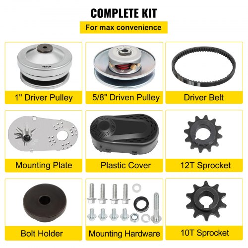 Set di Ricambio per Convertitore di Coppia Serie 40 3/4 per Go Kart e Mini Moto, Frizione Comet 10T 40/41 e 12T 35 Catena, Puleggia Motrice Predator