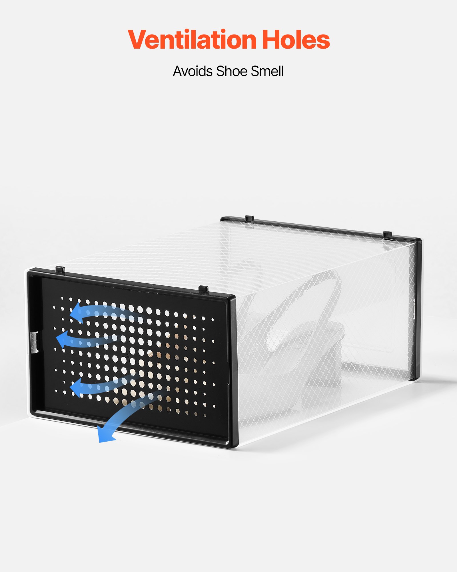 VEVOR Scatole Porta Scarpe, Adatte Fino alla Taglia 11 USA, 12 Scatole Porta Scarpe Impilabili, Contenitori Modulari in Plastica Salvaspazio per Riporre Stivali e Cappelli, con Telaio Nero