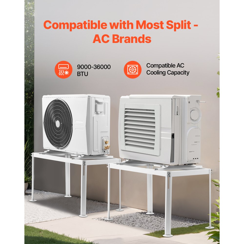 VEVOR Supporto da Terra Mini Split, Regolabile Antivibrazioni per Condizionatore d'Aria, Senza Condotti da 9000-36000 BTU, Pompa di Calore, Staffa di Base AC per Pavimento, Capacità Massima 300 kg