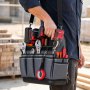 VEVOR Tool Bag, 335 MM, 39-Pocket Open Top Tool Pouch, Portable Electrical Maintenance Toolbox Organizer Storage with Hard Plastic Base, Adjustable Shoulder Strap, for Professionals DIY & Jobsite