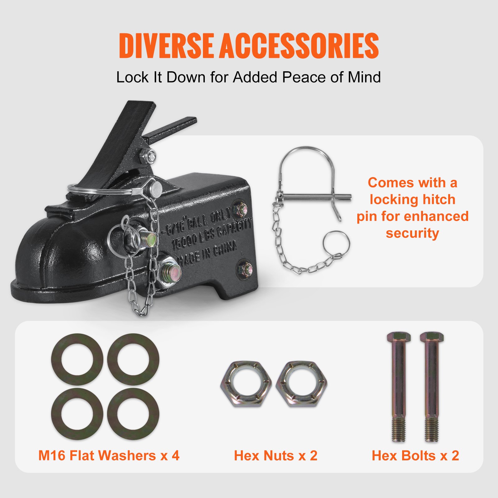 VEVOR Attacco per Rimorchio Regolabile Kit Staffa Attacco Rimorchio 2-5/16 Pollici, Sfera Attacco Compatibile 58,74mm, Capacità 6804kg, Attacco per Montaggio Ghisa Traino di Camper, Camioncino, SUV